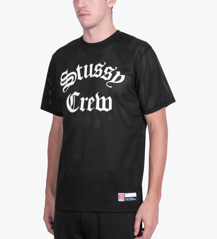 Stüssy - Black Stussy Crew Mesh T-Shirt | HBX