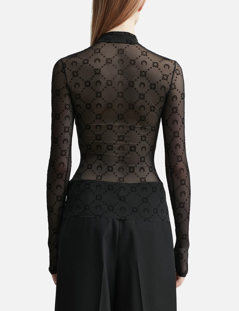 Marine Serre - ムーノグラム フロックド メッシュトップ | HBX