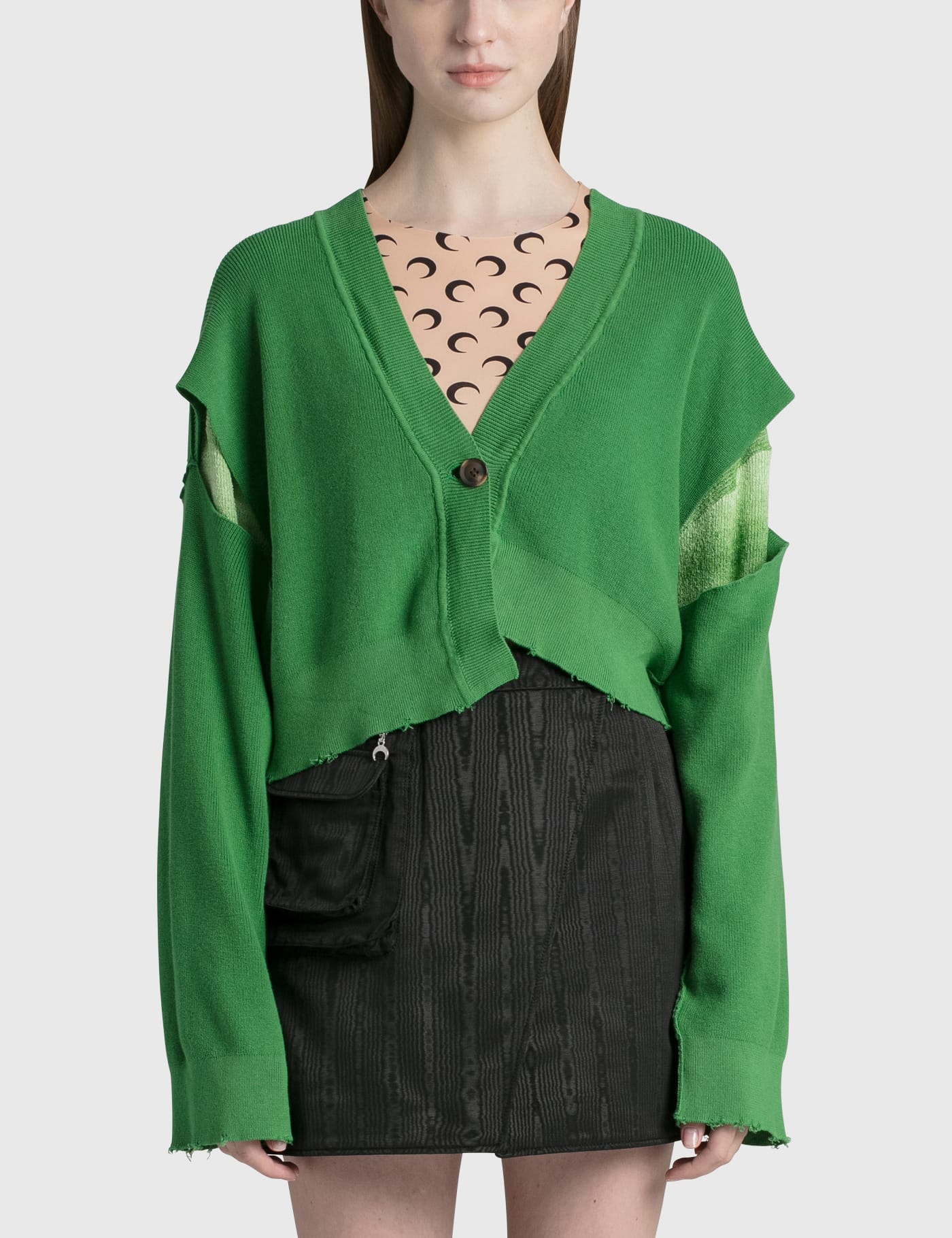 Perverze Reversible Loose Knit Cardigan In Green | ModeSens