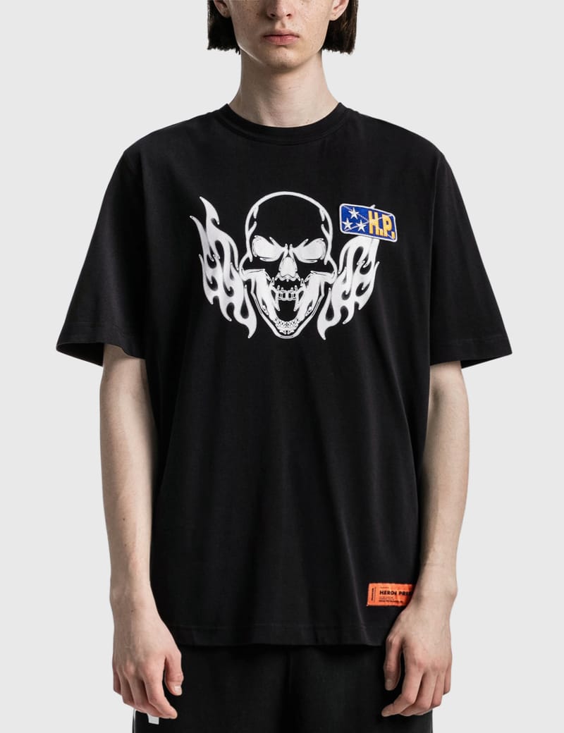 HERON PRESTON® - Flaming Skull Regular T-shirt | HBX - HYPEBEAST