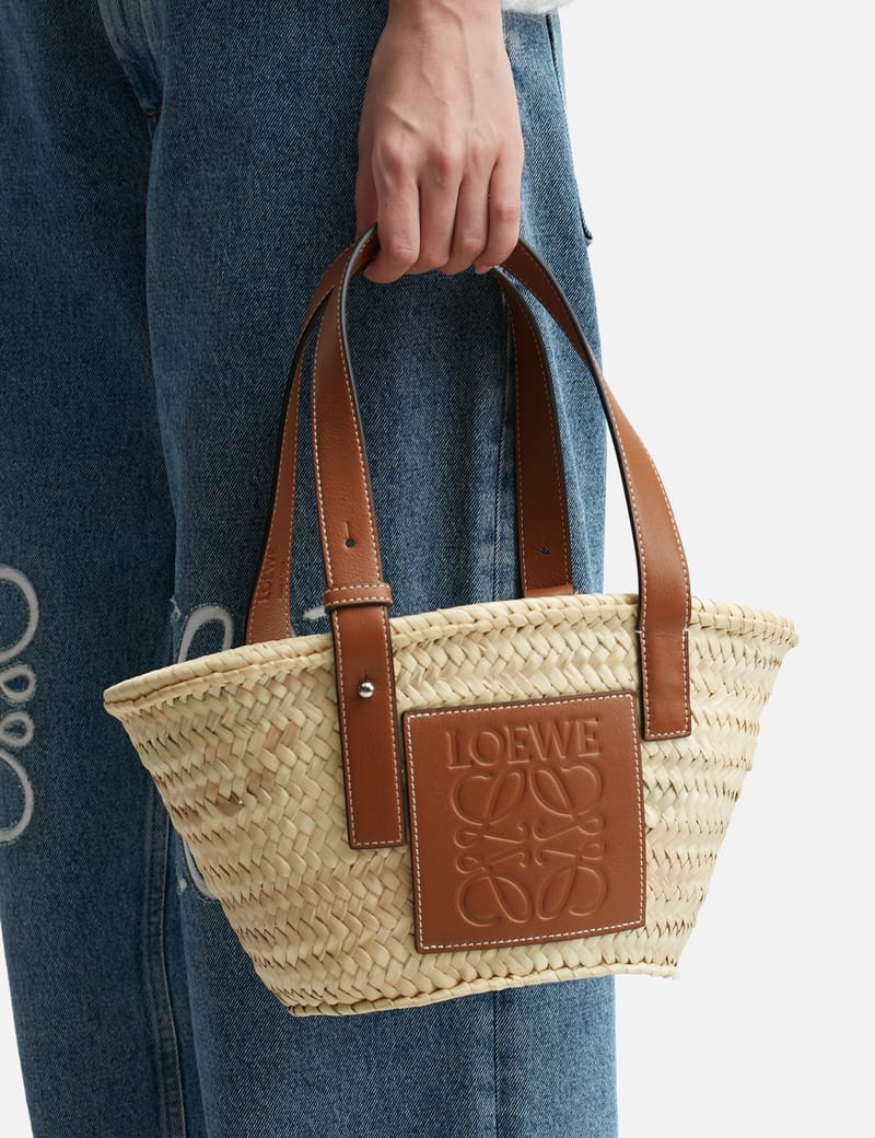 Loewe - Small Basket Bag In Palm Leaf And Calfskin | HBX