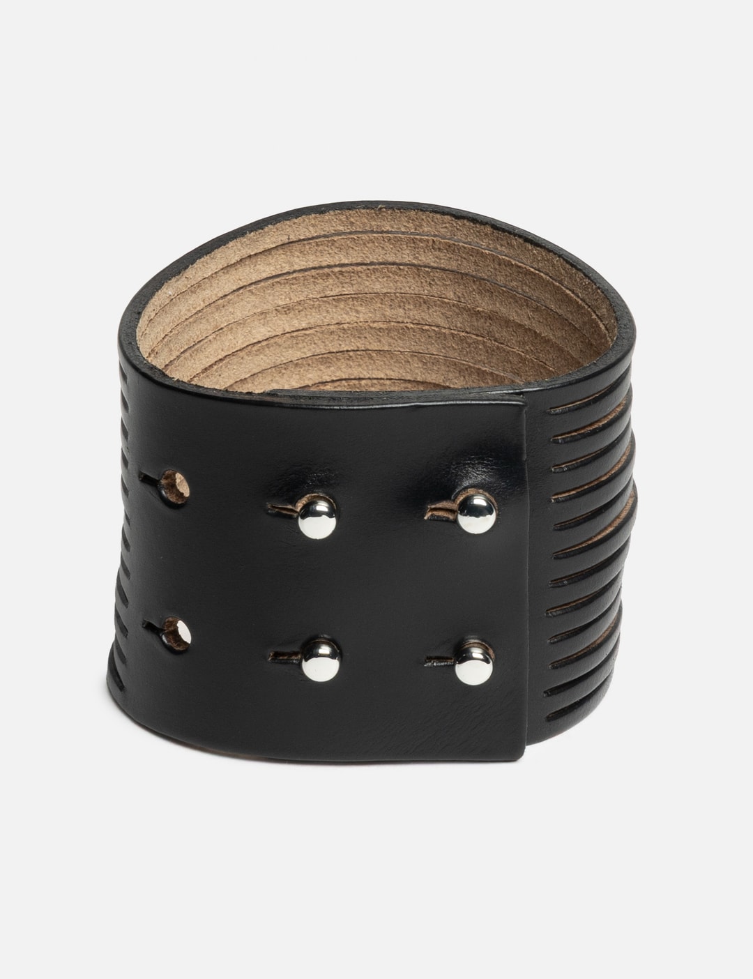 Our Legacy Slash Bracelet - Wide black Chromexcel leather cuff with ...