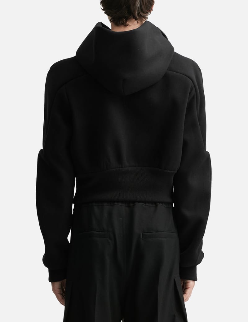 Rick Owens Cropped Hooded Flight jacket - Black virgin wool