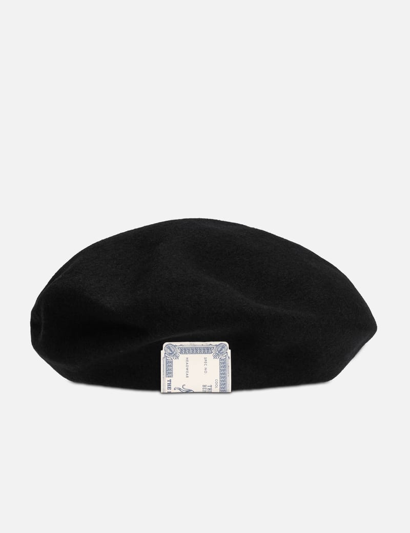 帽子 the hwdog&co beret Black THE H.W.DOG&CO. Beret - Oversized black wool beret with elastic