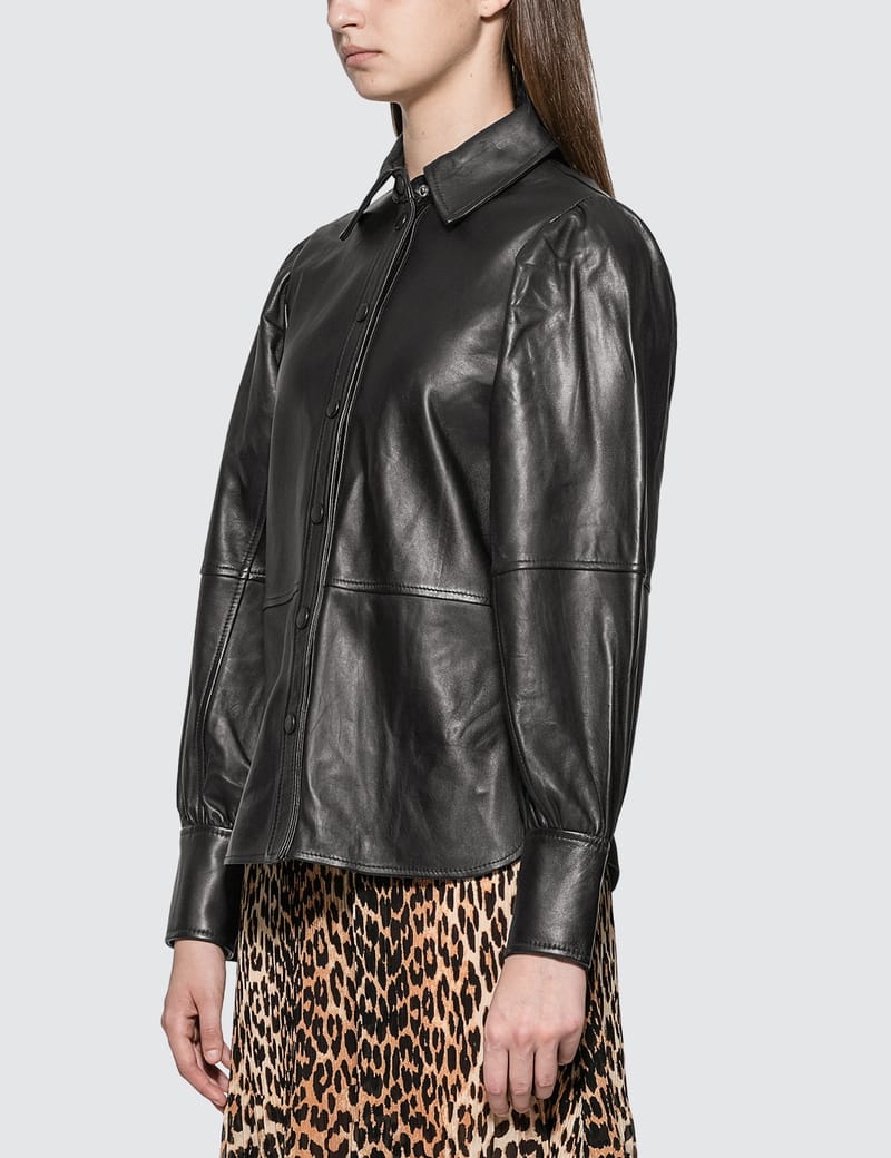 Ganni - Lamb Leather Shirt | HBX - Globally Curated Fashion