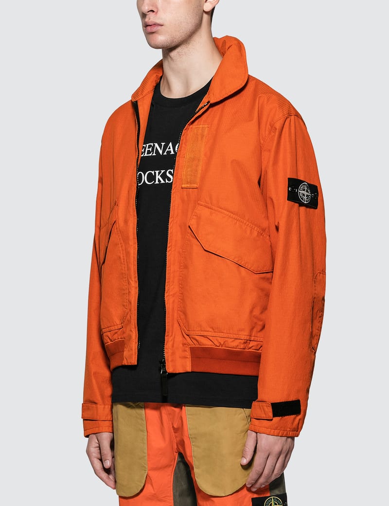 Stone island reflective store weave zip bomber jacket