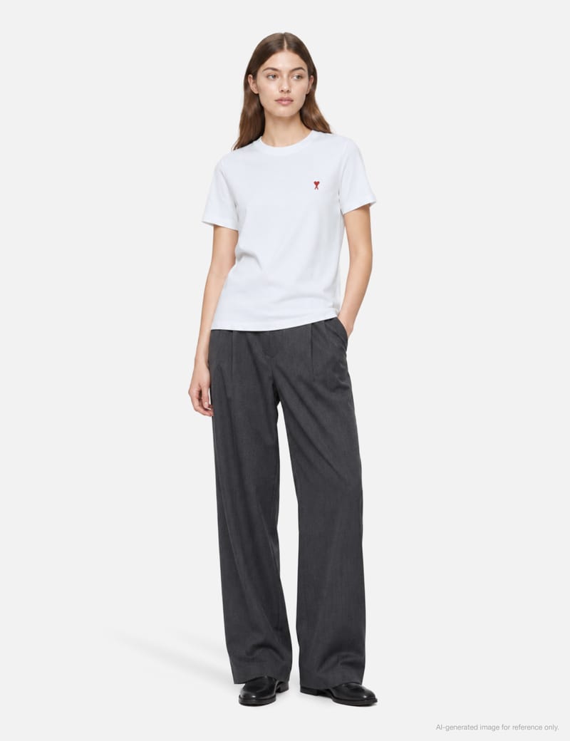 Ami White Cotton Red Ami de Coeur T-Shirt - Organic cotton classic