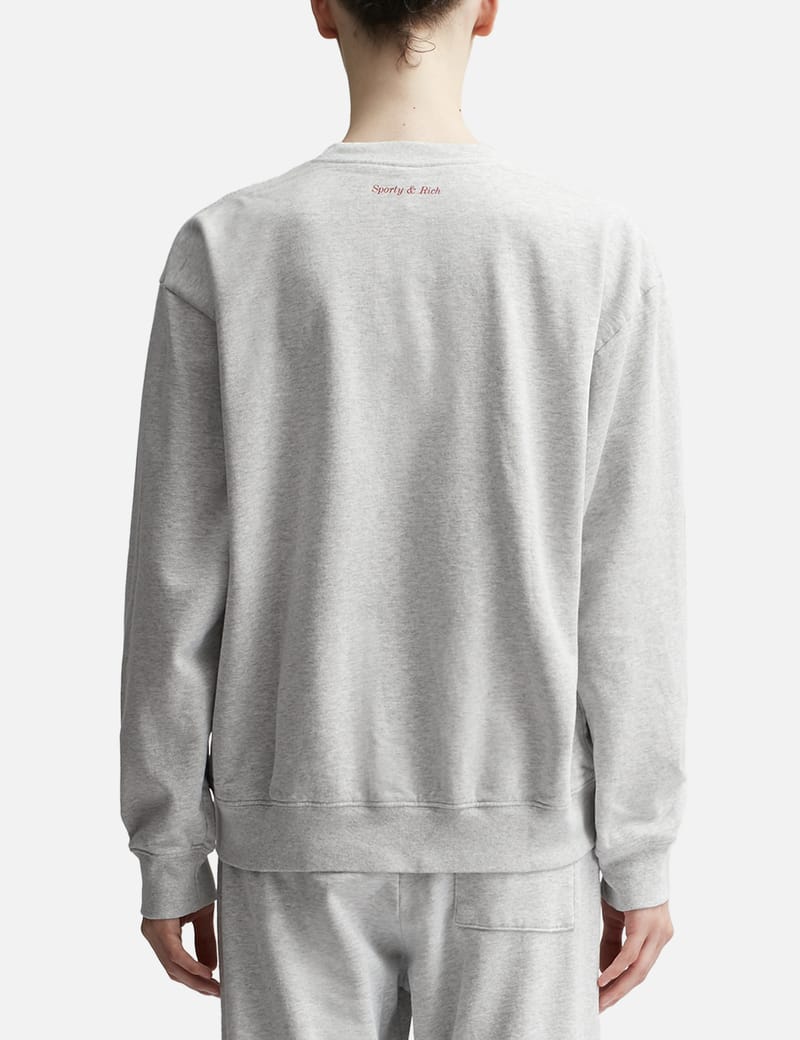 スウェット・トレーナー Sporty & Rich Wellness Ivy Buckle Crewneck Grey CRAW2346HG Wellness Ivy Crewneck Sweatshirt Ash Grey Green Print | The