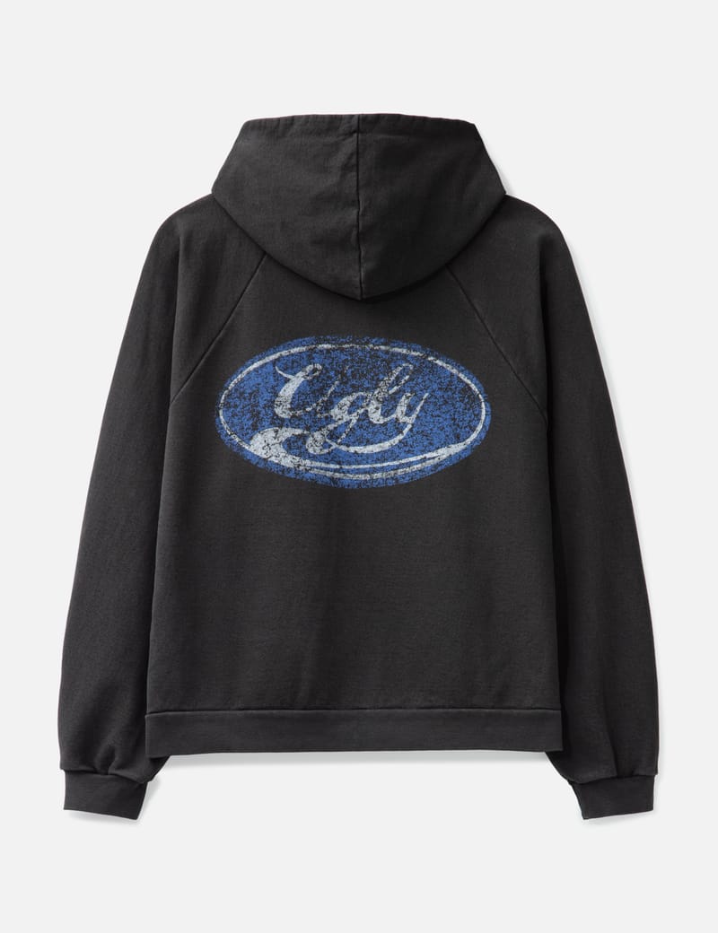 Basketcase Ugly Zip-Up Hoodie - Distressed vintage black zip