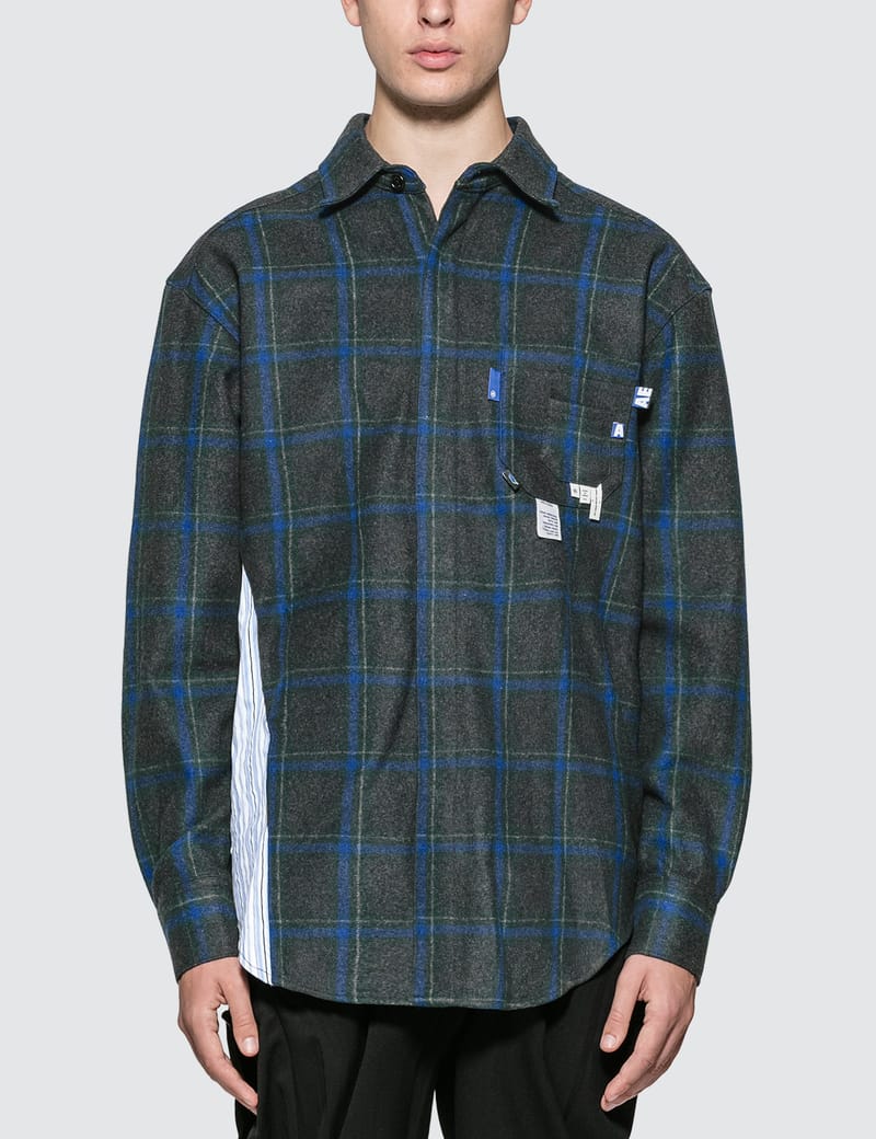 【正規品】美品 ADER ERROR Stain shirts チェック グレー ADER ERROR Stain shirts