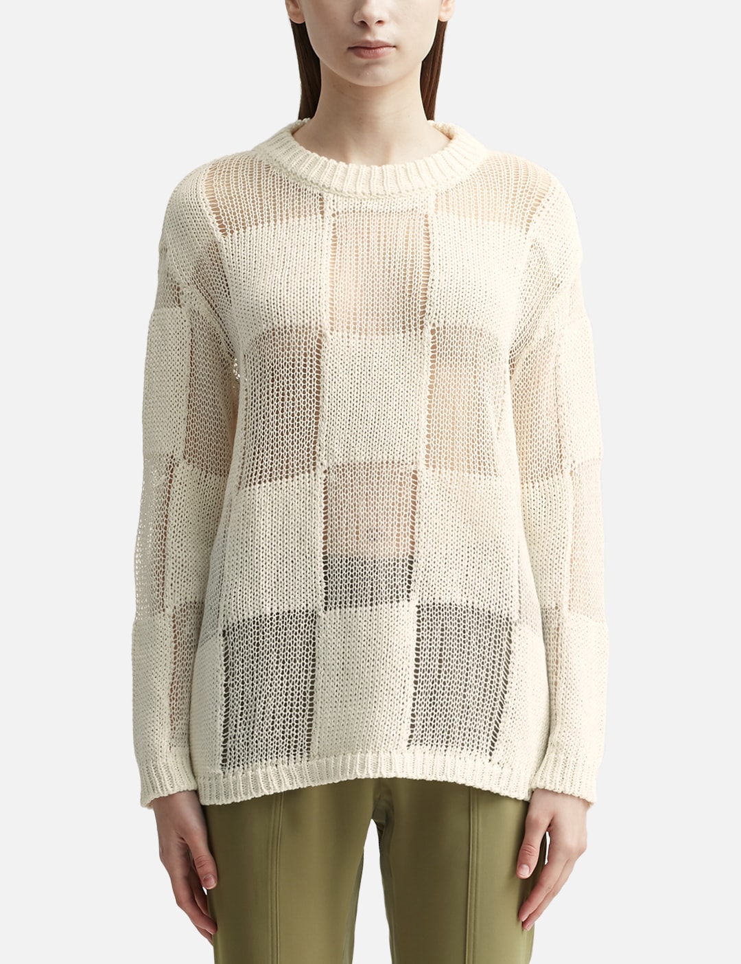 Open YY - PAPER YARN CHECKER BOARD PULLOVER | HBX