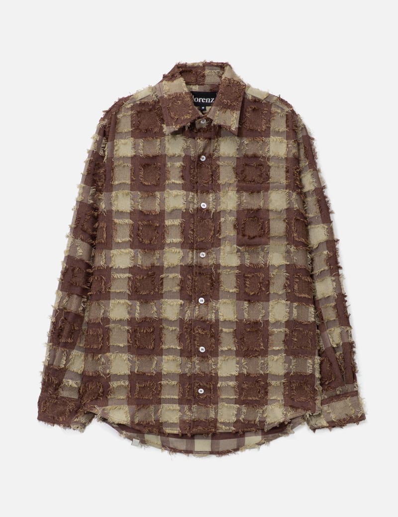 Lorenz - Checked Fringe Shirt In Brown | HBX