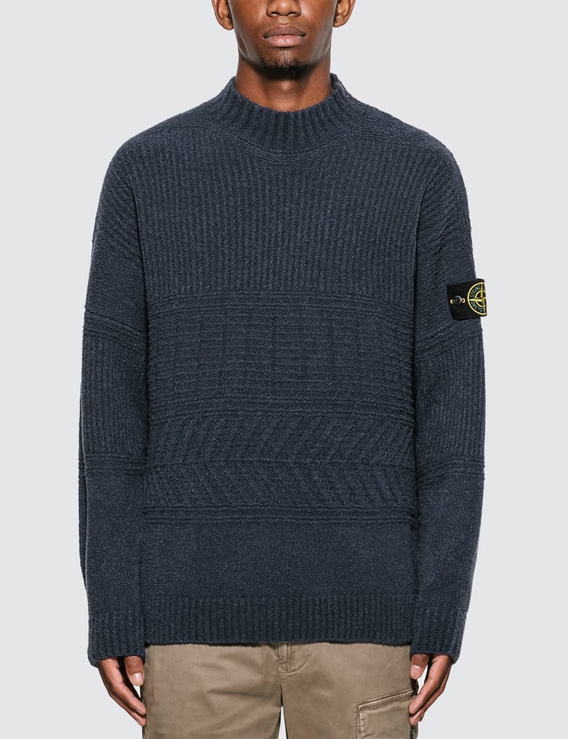 Stone Island - Rib Knit Sweater With Compass Logo Badge