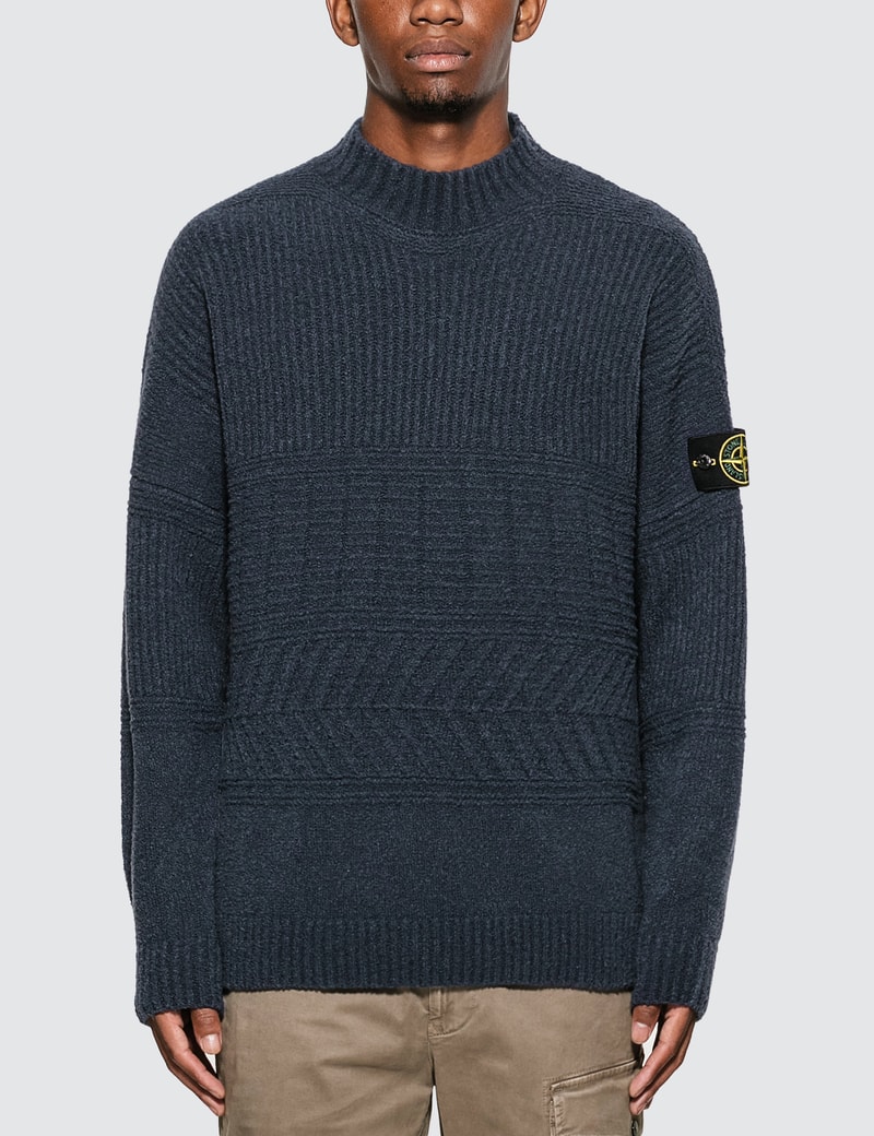 Blue Rib Knit Sweater
