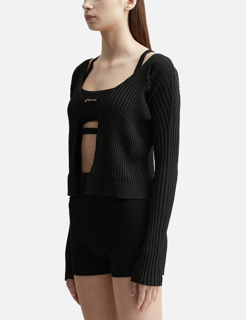 Jacquemus Black Le Papier 'la Maille Pralù Longue' Cardigan | ModeSens