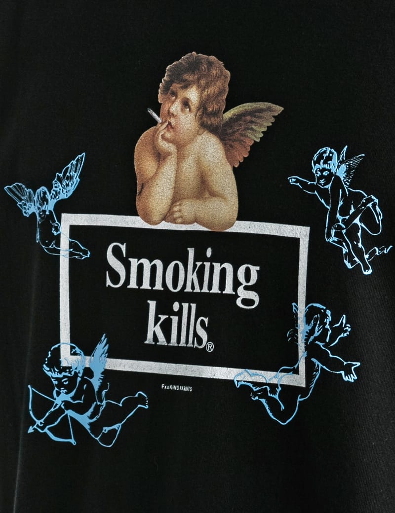 FR2 Tシャツ smoking kills 天使 タバコ 喫煙 美品 L 大きめ 白