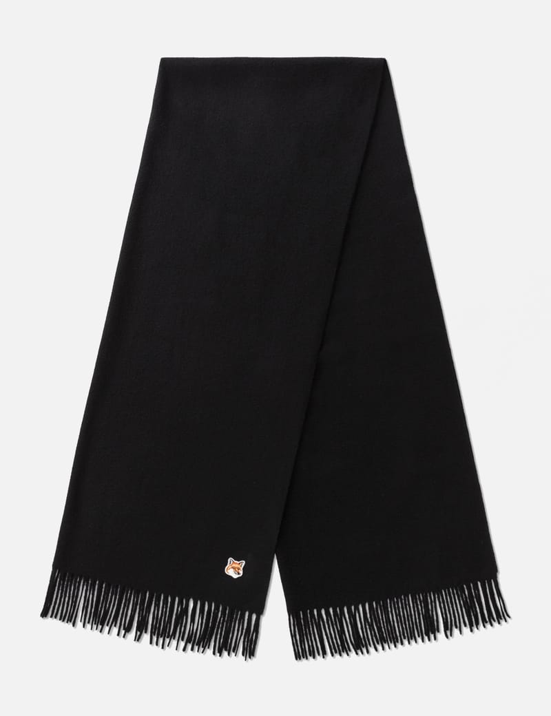 Maison Kitsuné - Fox Head Patch Wool Scarf | HBX