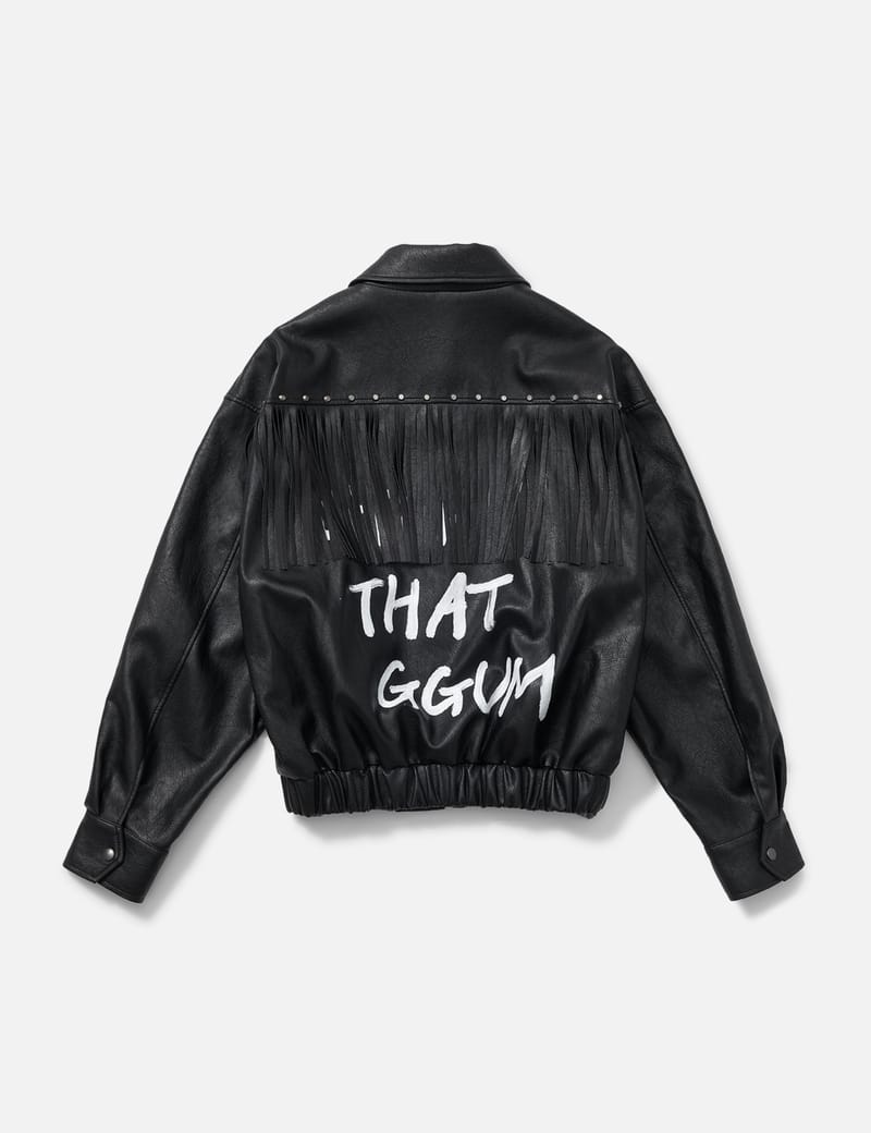 GGUM ×DEINET FRINGE JACKET（BK_F） 特典トレカ付き DEINET YEONJUN GGUM X DEINET Fringe Jacket - Black faux-leather