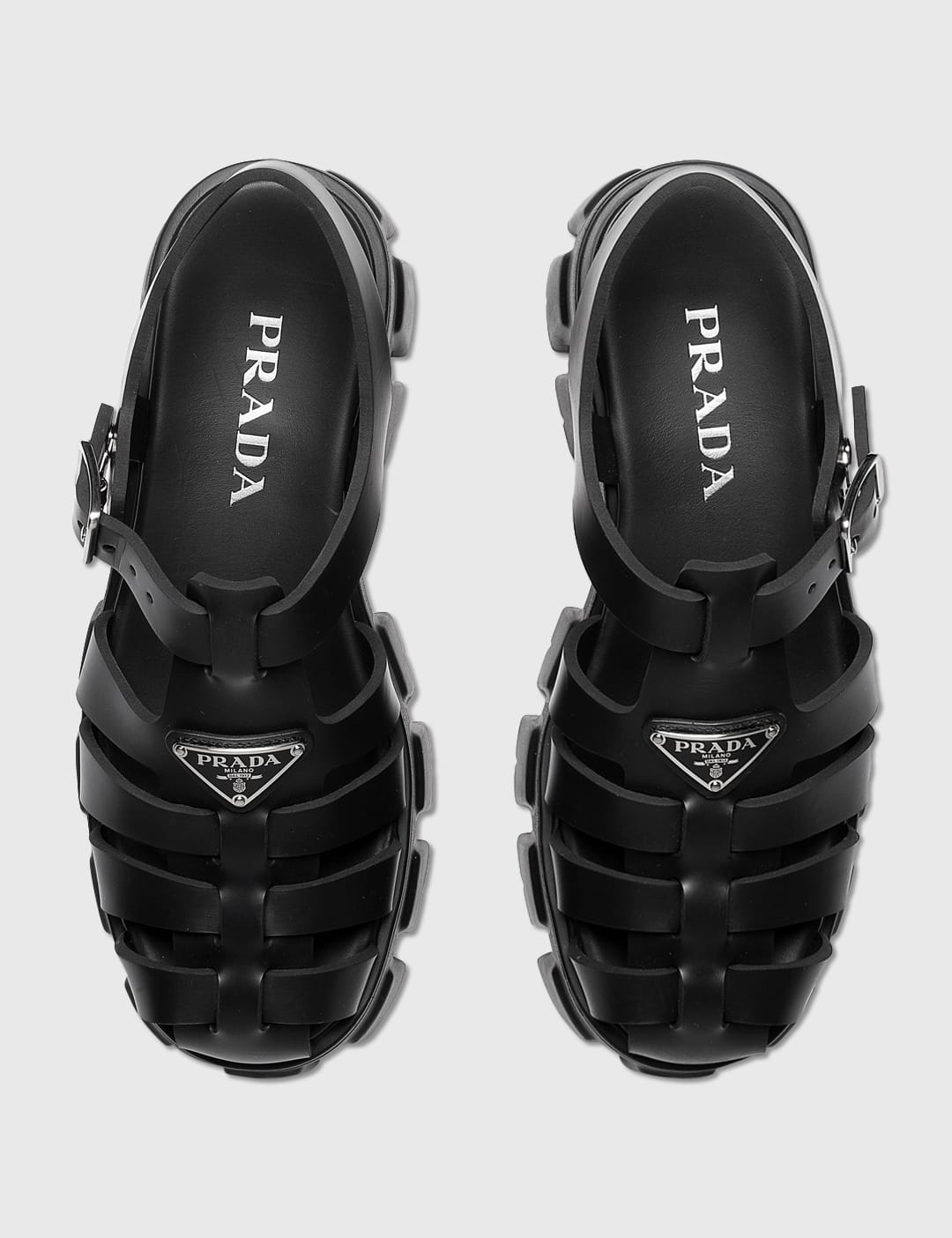 Prada Monolith Rubber Platform Sandals In Black,white | ModeSens