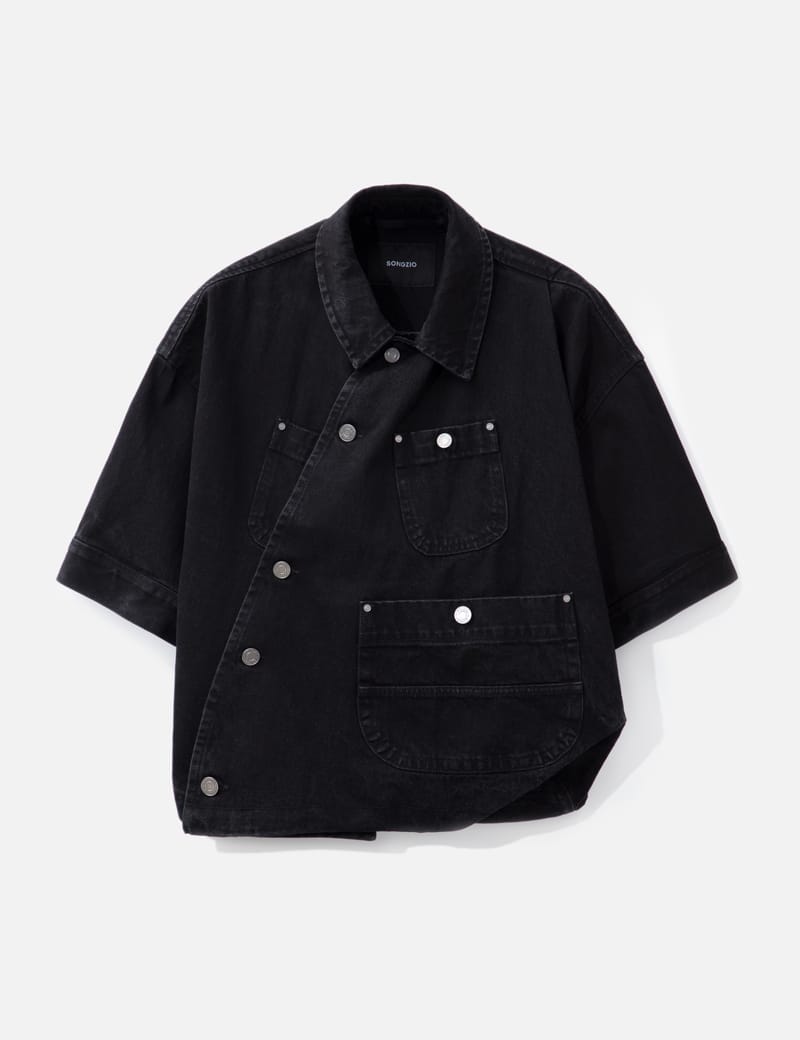 シャツ No.1284 pattern denim half SHIRT sugar-cane-sc29475-blue-denim-