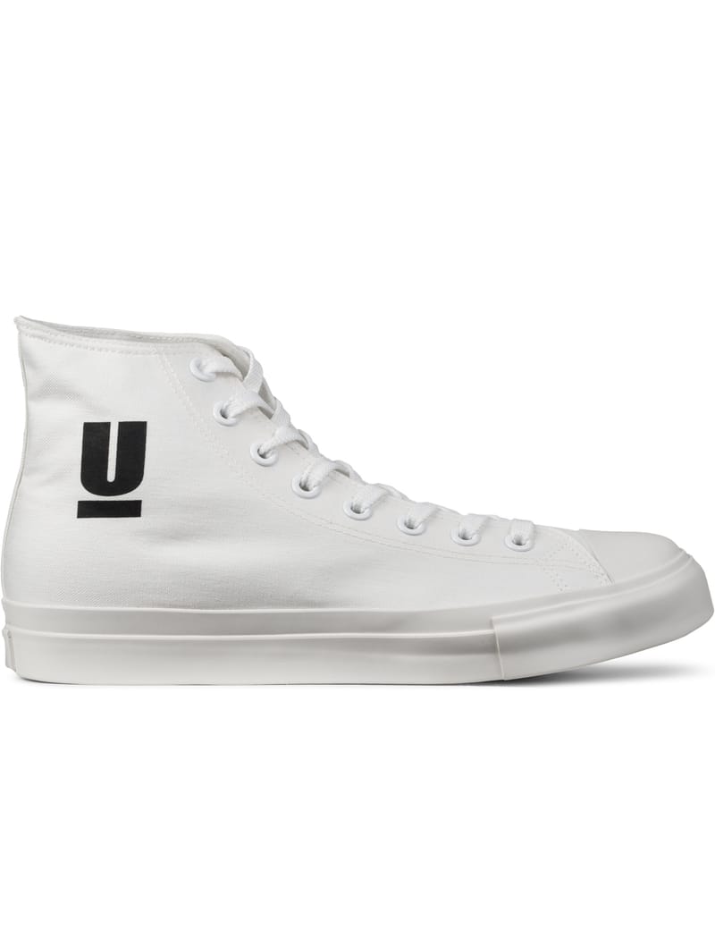 Undercover - White 'U' Canvas High Top Classic Sneakers | HBX