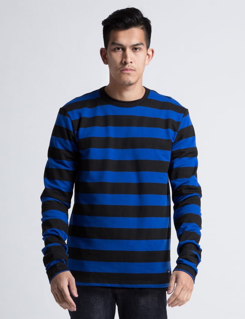 Midnight Studios - Black/Blue Striped L/S T-Shirt | HBX - Globally