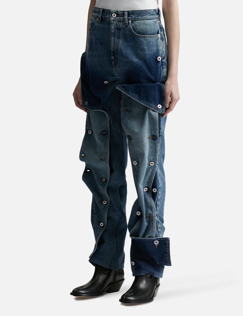 デニム・ジーパン Y PROJECT Women Denim Pants 107PA002EVERGREENVINTAGEBLUE Y/PROJECT - Evergreen Snap Off Jeans | HBX - Globally