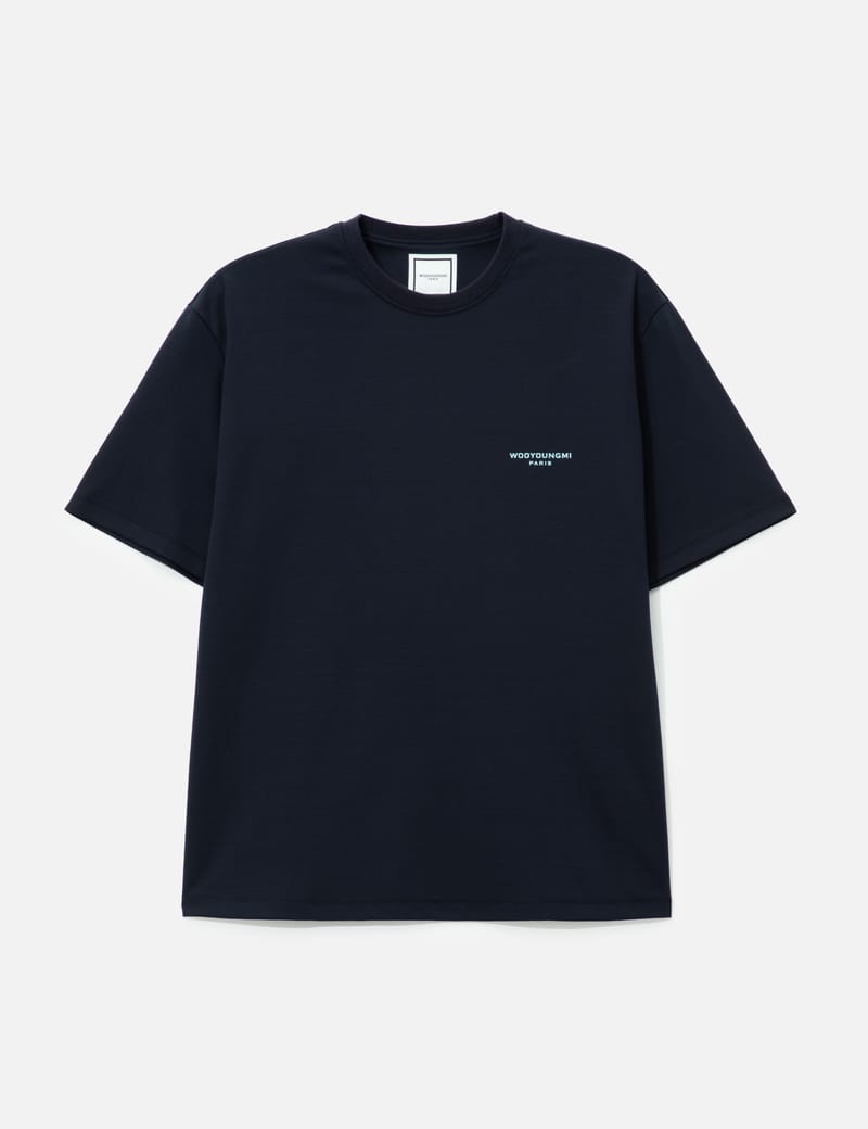 Wooyoungmi Tuft Embroidered Back Logo T-Shirt - Navy cotton