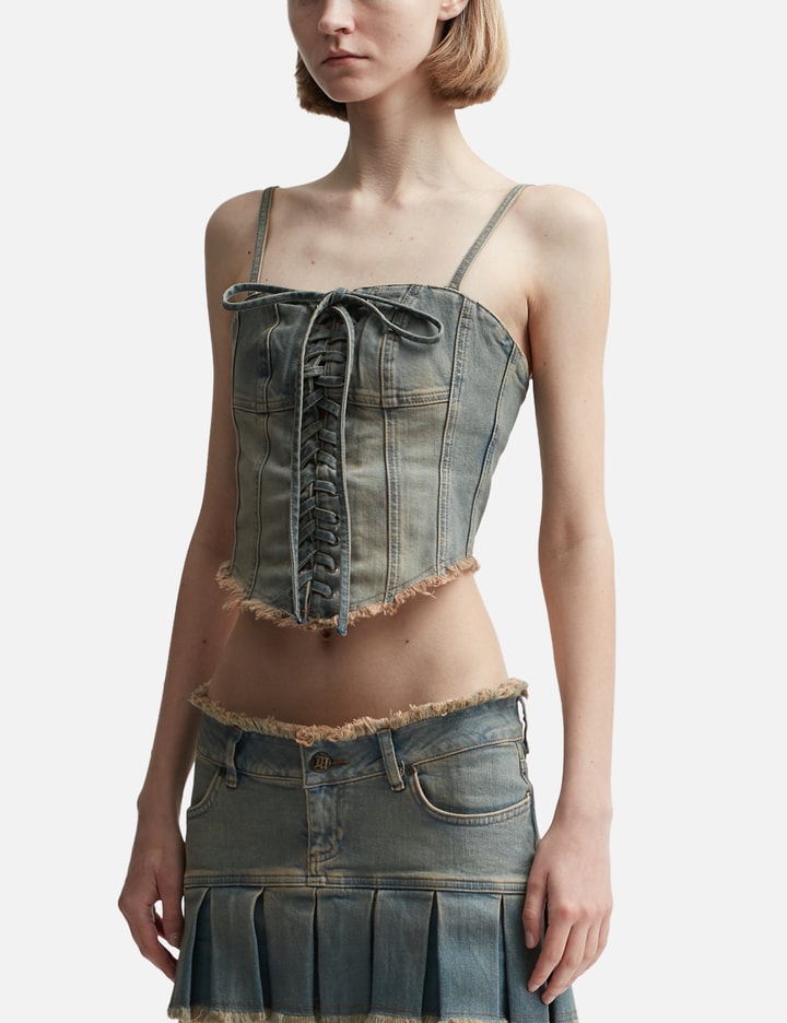 Misbhv - Sunset Wash Lara Laced Denim Corset | HBX - Globally Curated ...