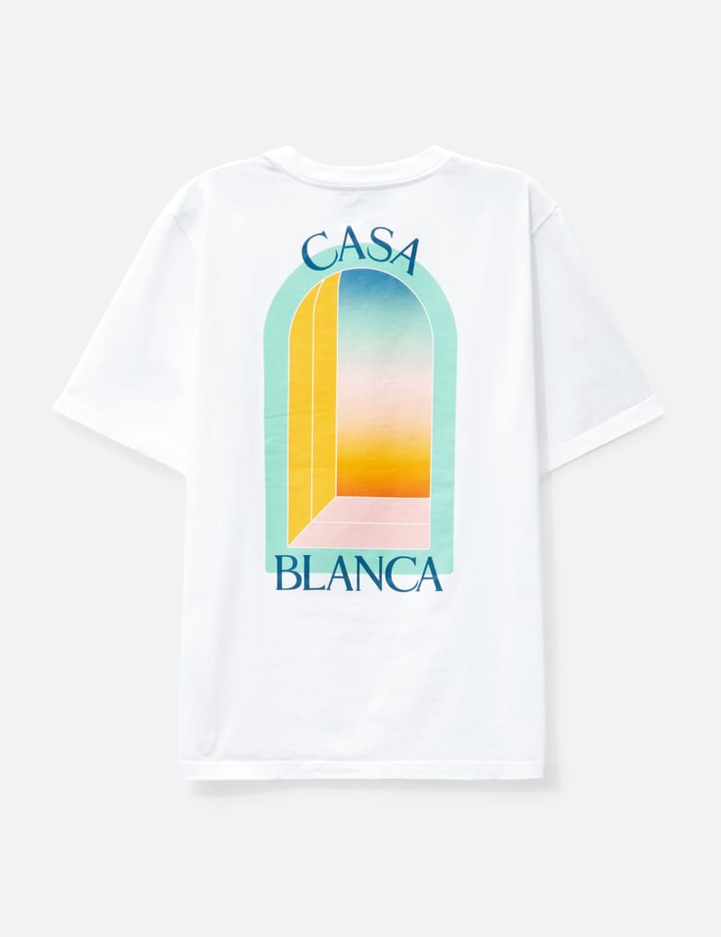 【関税込み】Casablanca ホワイト リブ エフェクト Tシャツ Casablancaのホワイト リブ エフェクト Tシャツがセール中