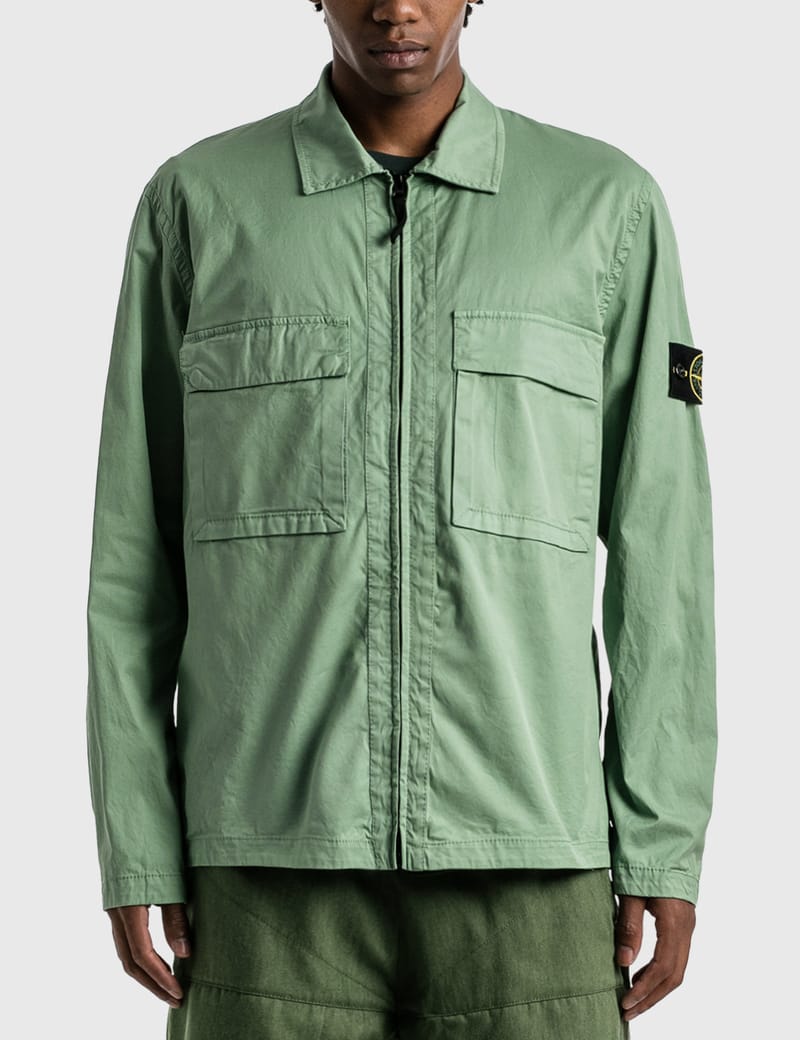 Garment dyed sale overshirt stone island