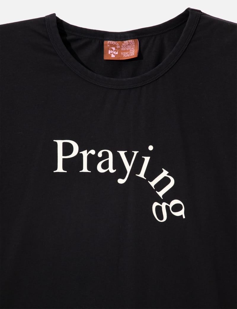 Praying Logo Mens T-Shirt - Black cotton tee with a bold front