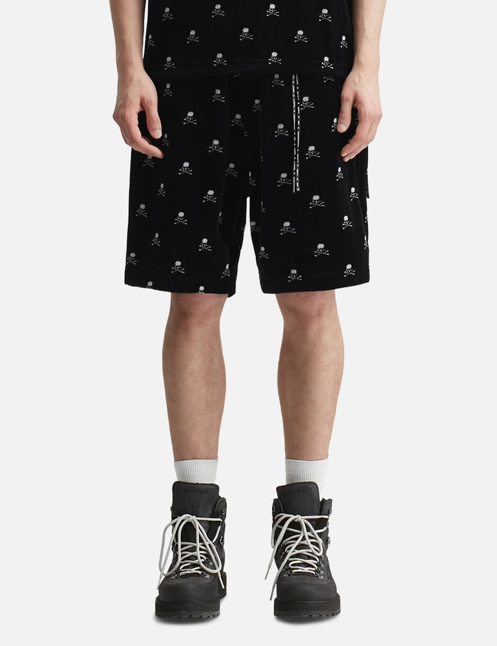 Mastermind Japan - SKULL MONOGRAM VELOUR SHORTS | HBX