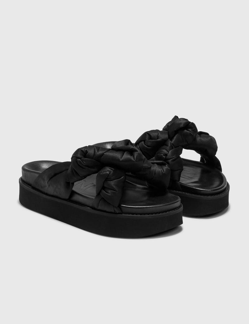 Ganni - Recycled Satin Mid Knotted Sandal | HBX - Globally Curated