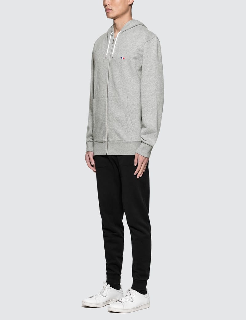 トップス Maison Kitsune HOODIE TRICOLOR FOX PATCH Maison Kitsuné - Tricolor Fox Patch Zip Hoodie | HBX