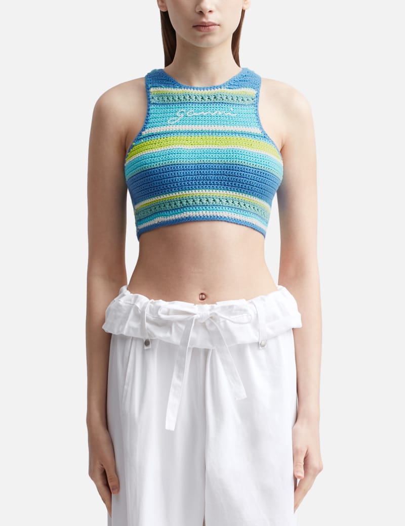 Ganni - CROCHET RACERBACK BIKINI TOP | HBX - Globally Curated