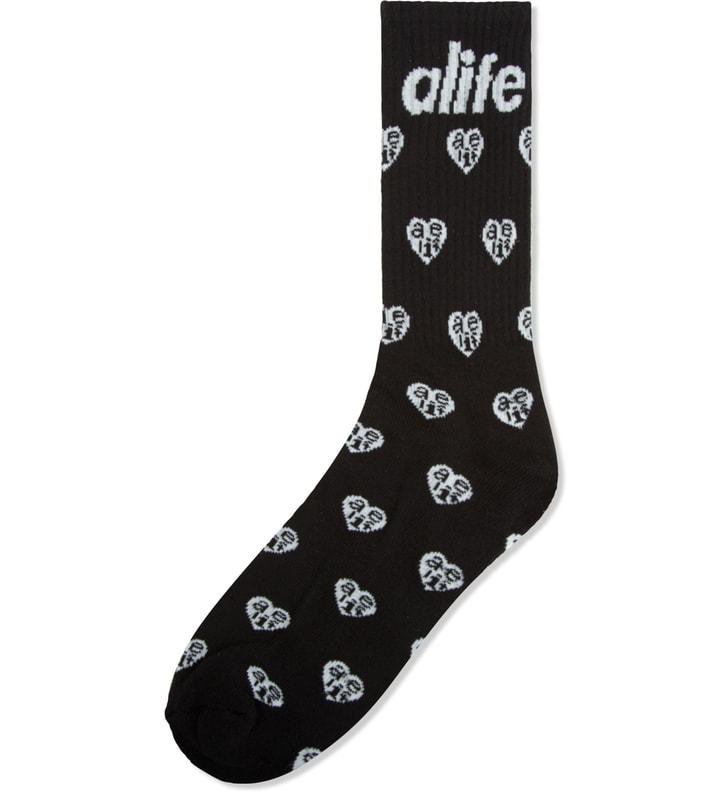 ALIFE Black/White Hearts Socks Pack HBX Globally Curated Fashion