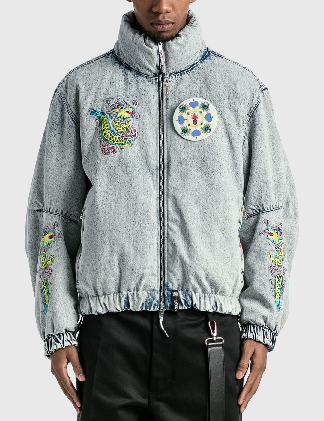 99%IS- - WASHED DENIM PUFFER 