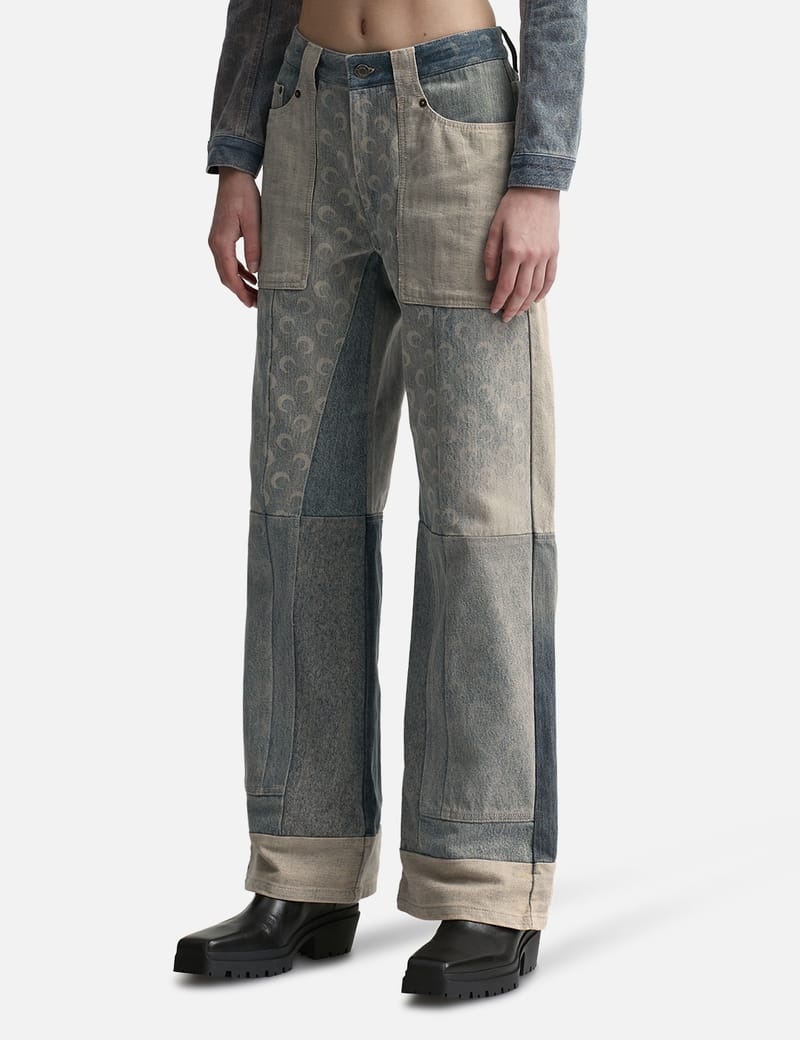 Marine Serre - Regenerated Denim Wide Leg Pants | HBX