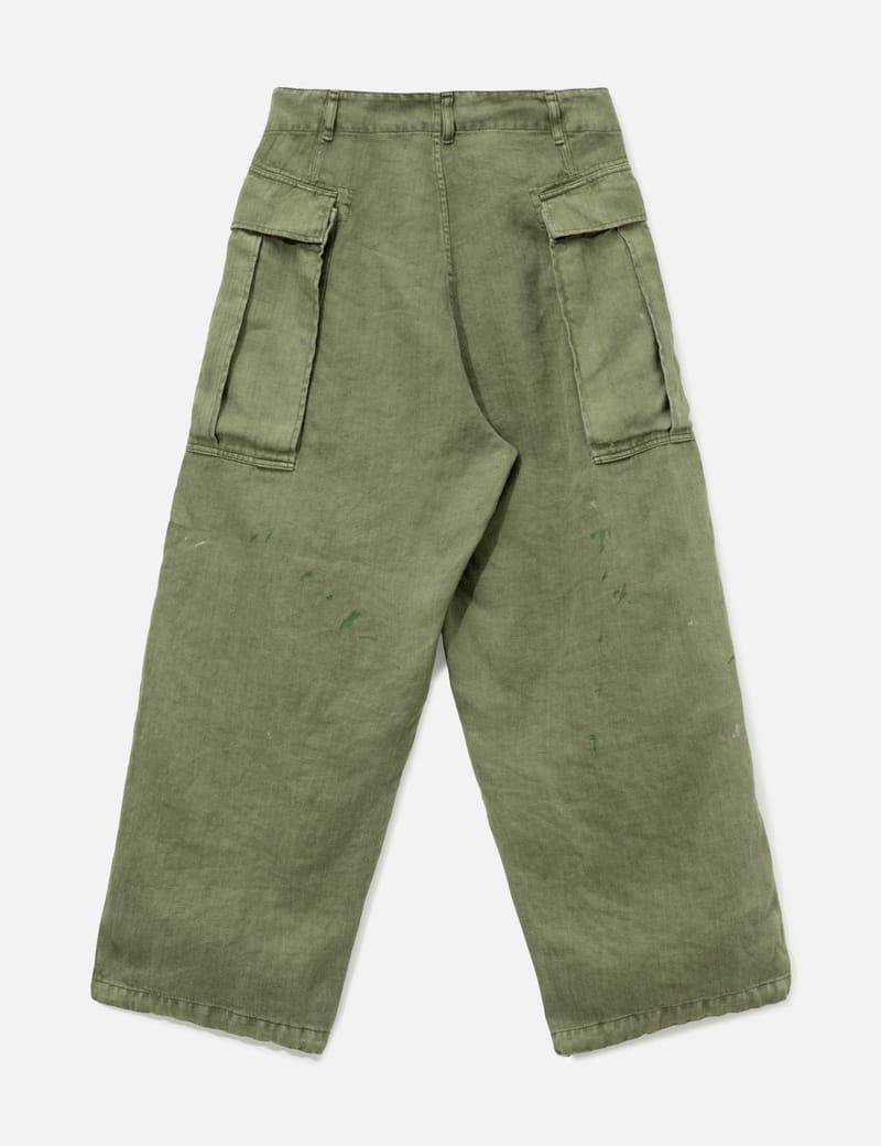 HERILL HBT Linen Cargo Pants - Wide-leg linen cargo pants with a