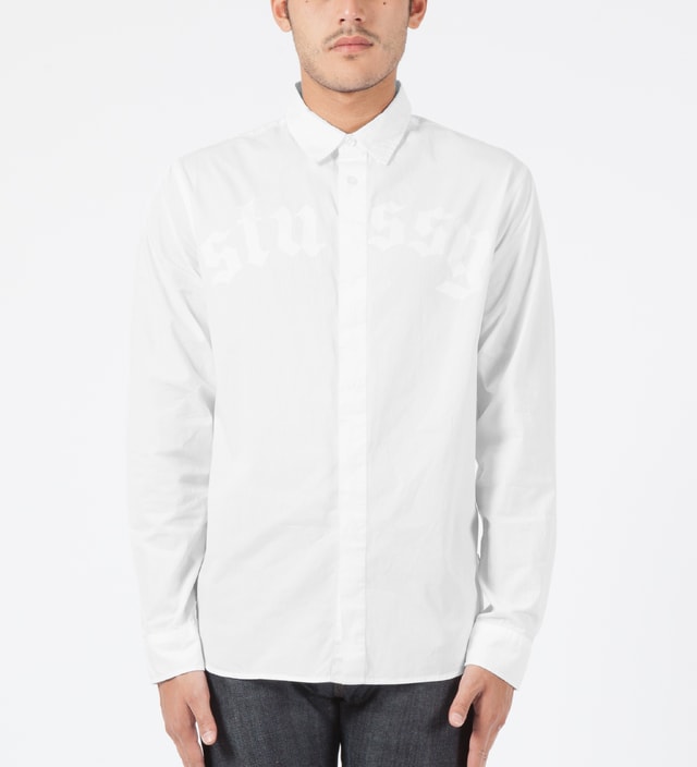 Stussy - White Top Button L/S Shirt | HBX