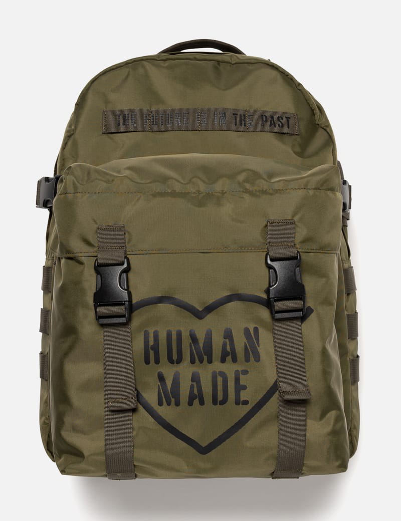 Human Made Hunting Backpack - rugged canvas pack with buckle flap