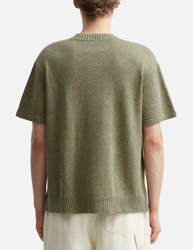 【BRAINDEAD】 Short Sleeve Sweater Brain Dead x South2 West8 Short Sleeve Sweater - Moss