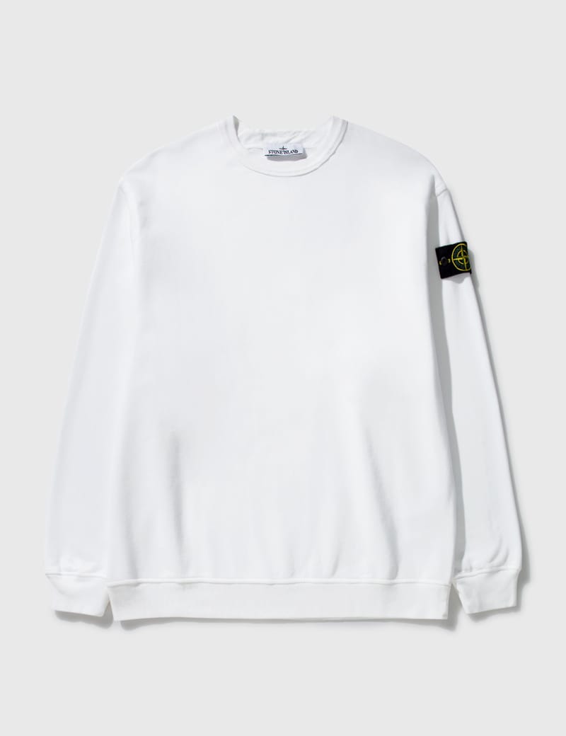 Mens white cheap stone island sweatshirt