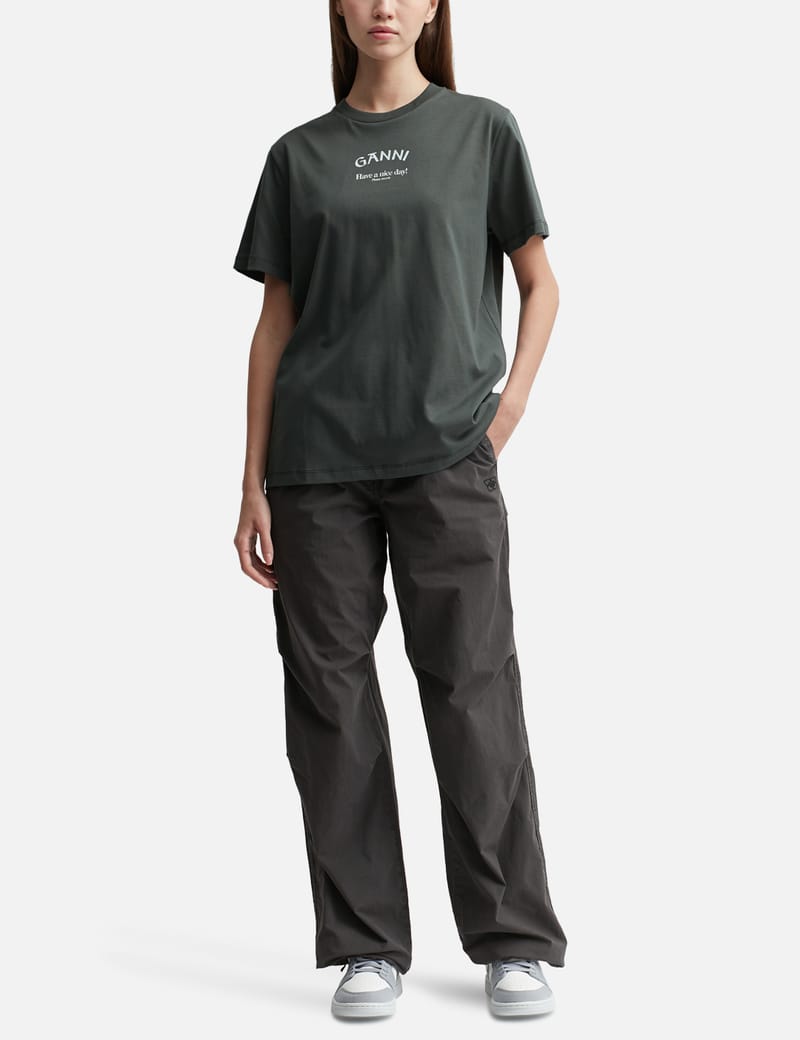 Ganni - Washed Cotton Canvas Drawstring Pants | HBX