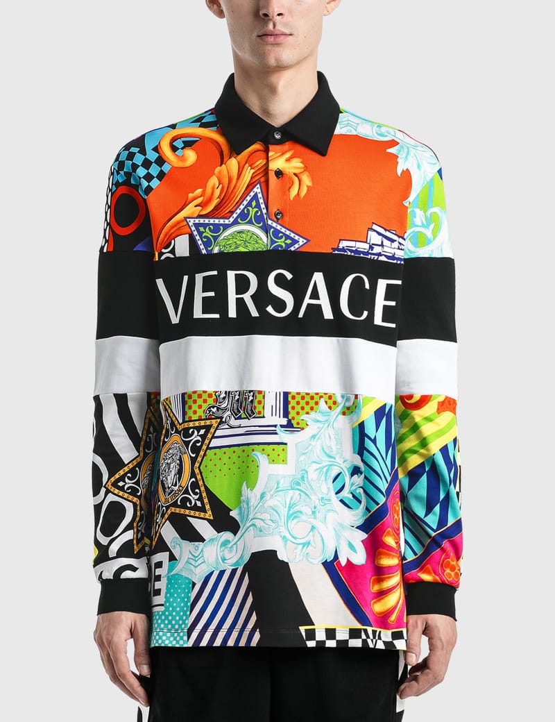 Mens versace 2025 long sleeve polo