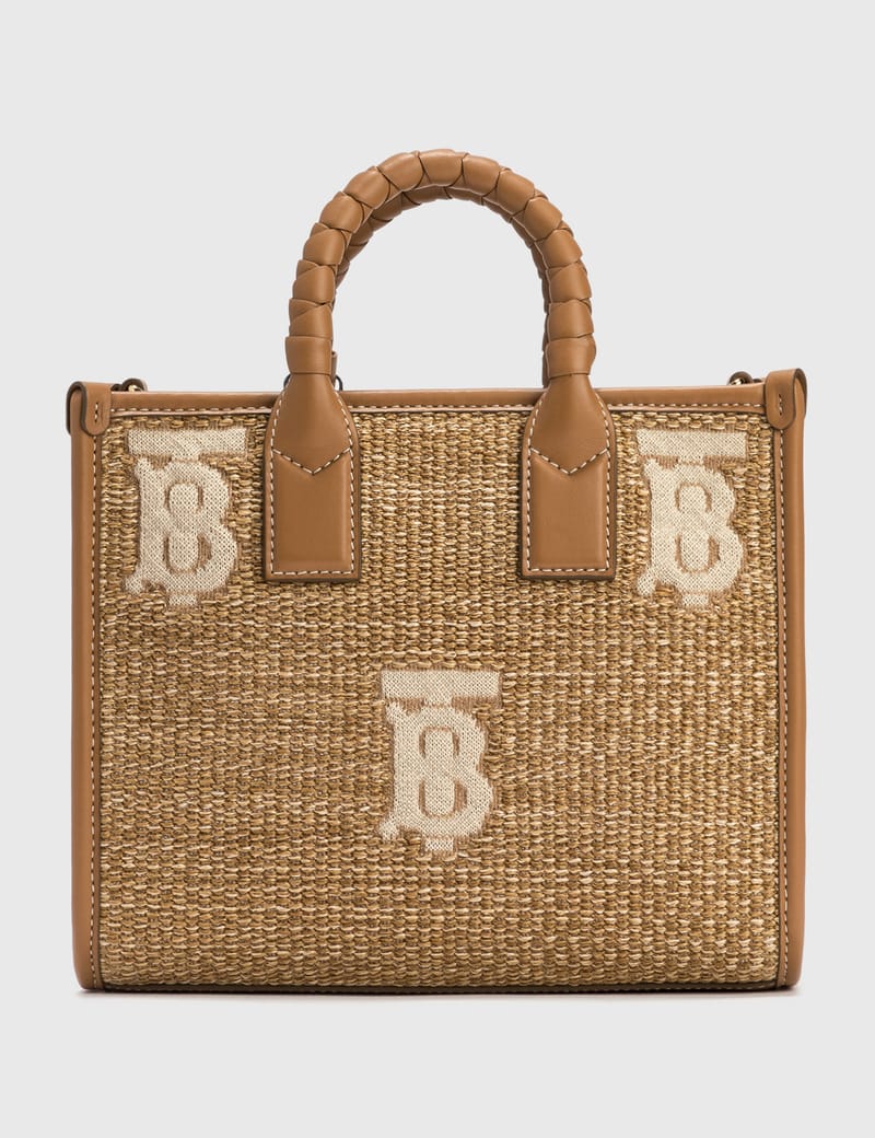 Burberry - Mini Monogram Raffia-effect Freya Tote | HBX