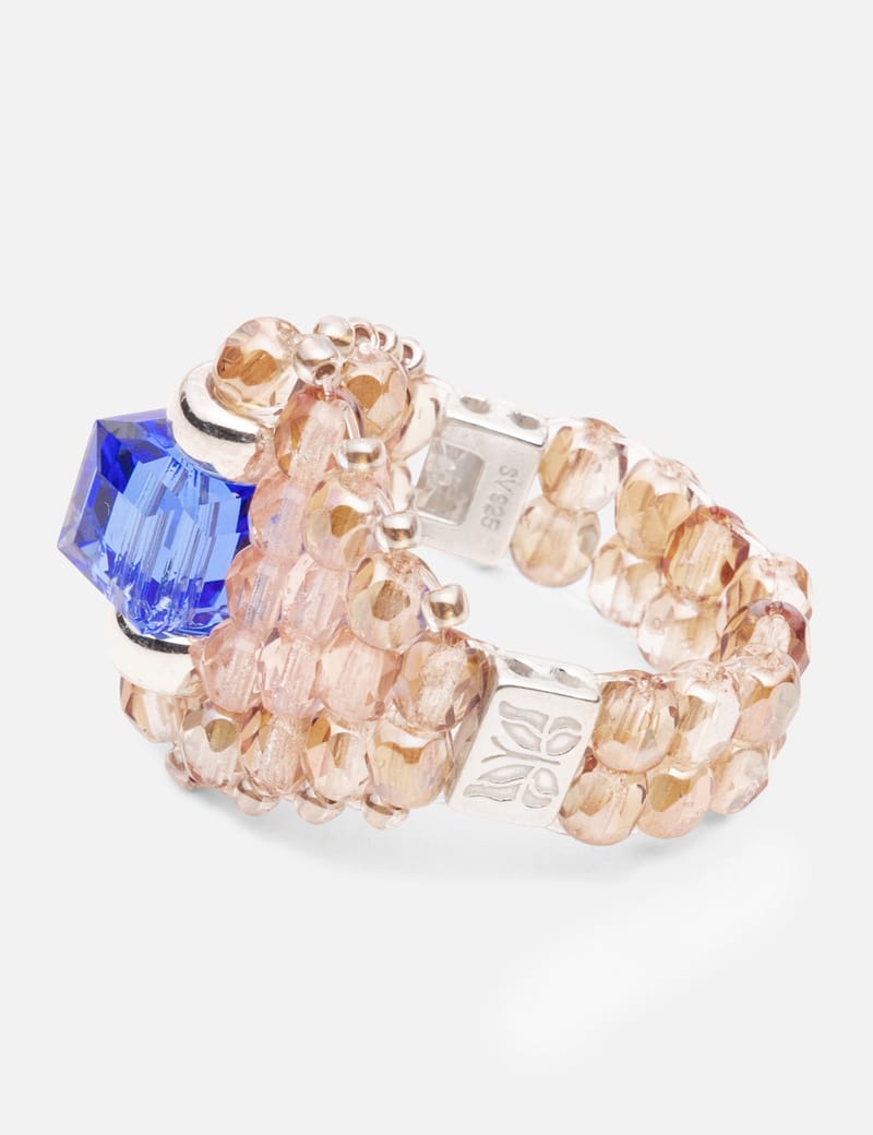 Needles Needles x Tie A Knot Square Crystal Beads Ring - 蝶