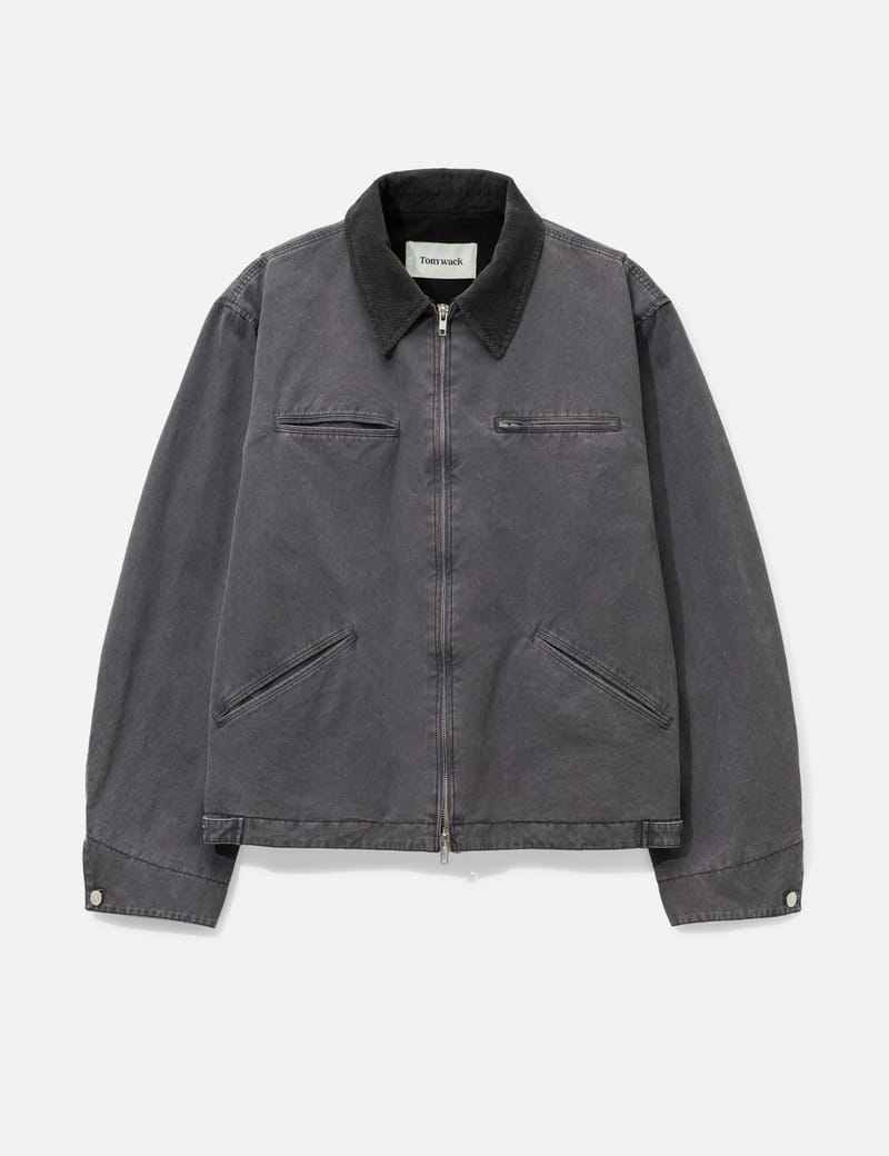 TONYWACK Garment Washed Zip Work Jacket - Corduroy collar, two-way