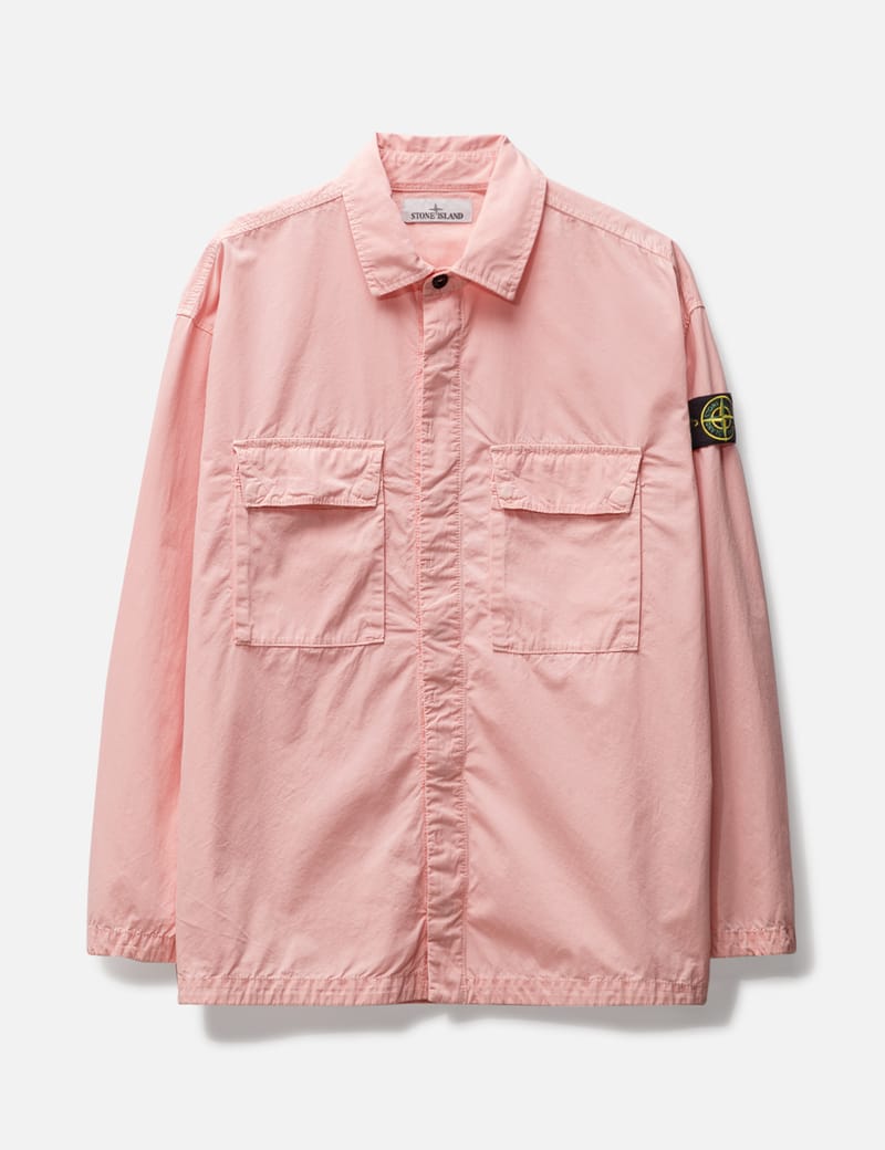 Salmon stone island on sale overshirt